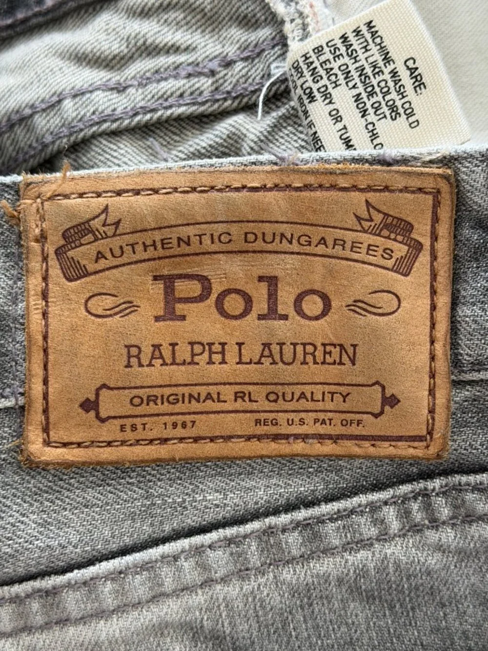 Polo Ralph Lauren Mens 34x30 Varick Slim Straight Jeans Gray Denim Button-Fly